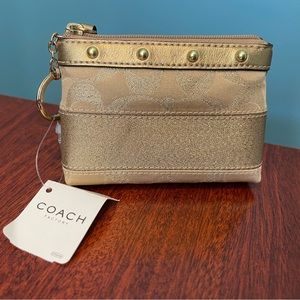 Coach Vintage Gold Evening Bag Mini Ring Key Chain Studded Wallet Wristlet NWT!